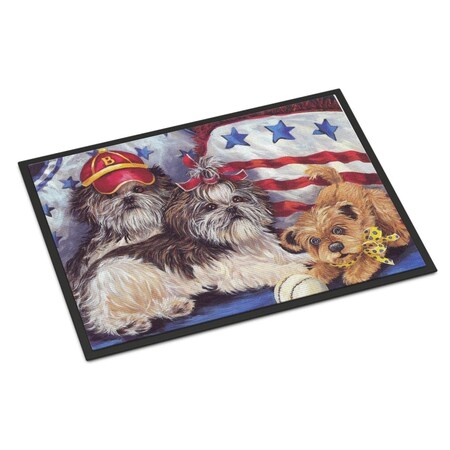 Jensendistributionservices 24 x 36 in. Shih Tzu Americana Sweethearts Indoor or Outdoor Mat MI2553780